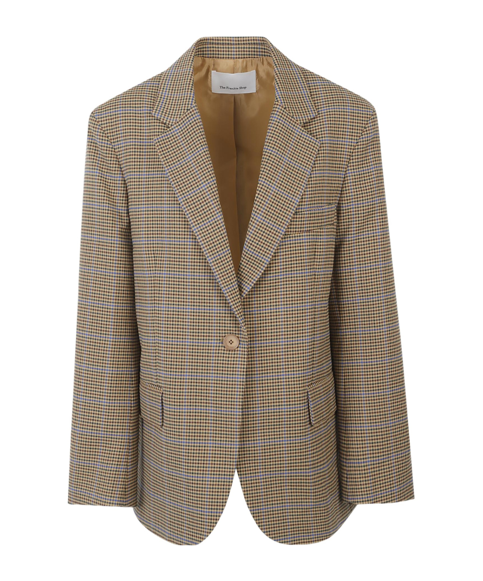 The Frankie Shop Houndstooth Blazer In Brown