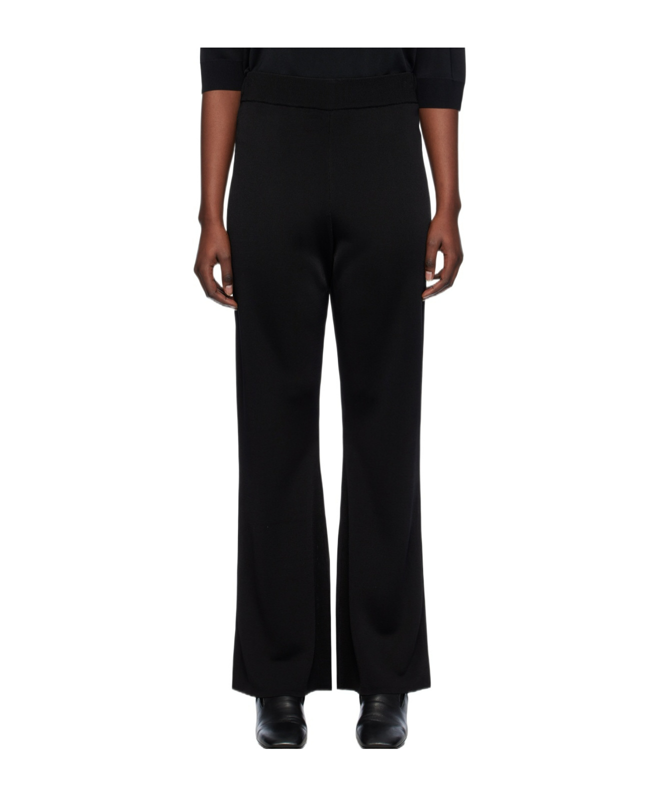 Studio Nicholson High-waist Flared Trousers In Black