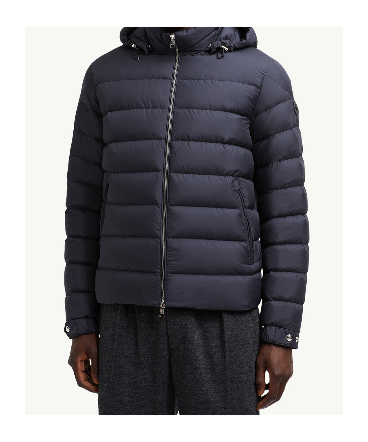 Moncler Montbrocq Hooded Short Down Jacket In Blue