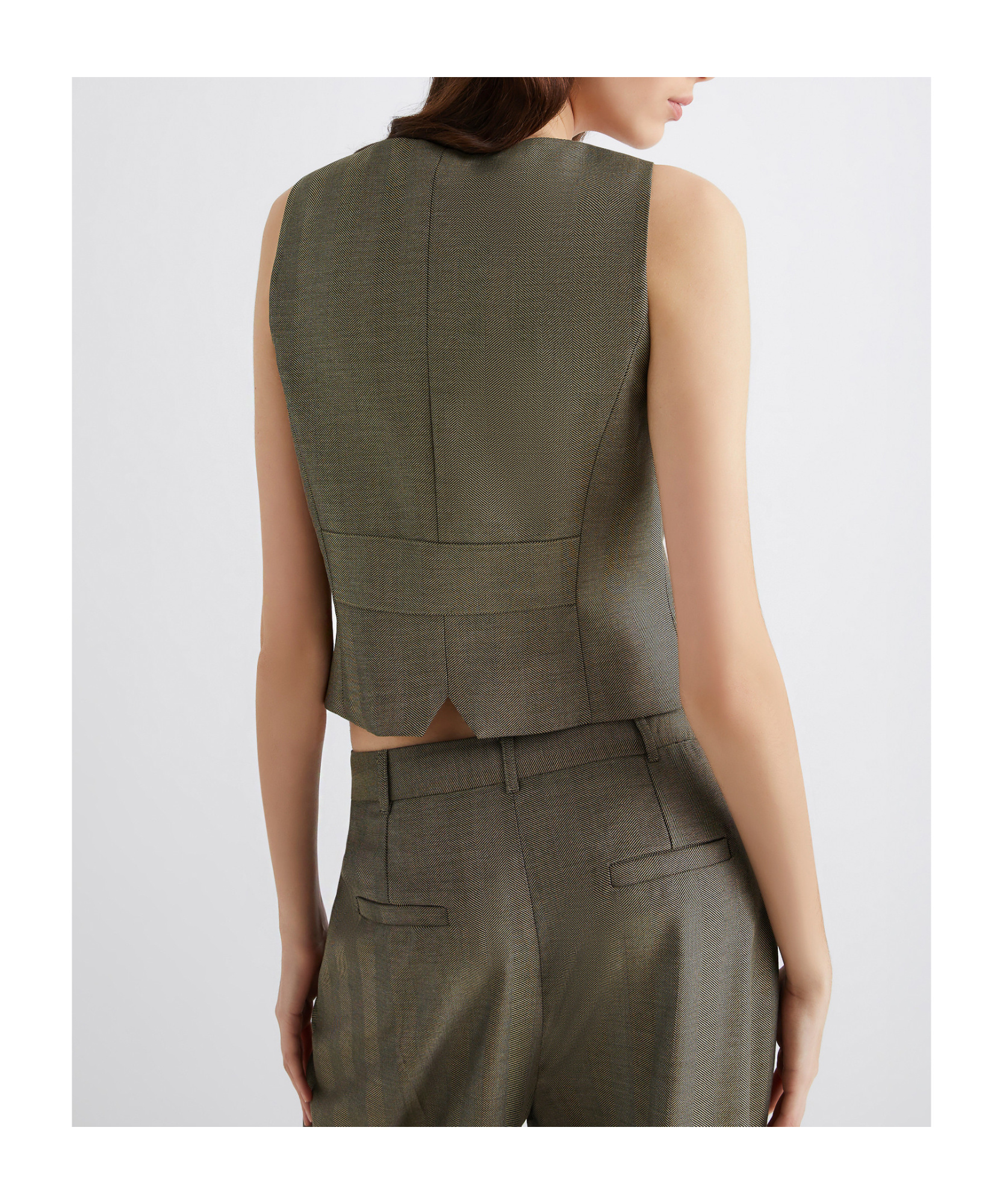 Marella Fluid Twill Gilet In Brown
