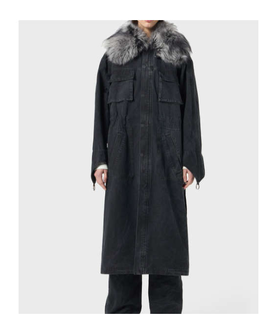 Blumarine Fur-trimmed Parka In Black
