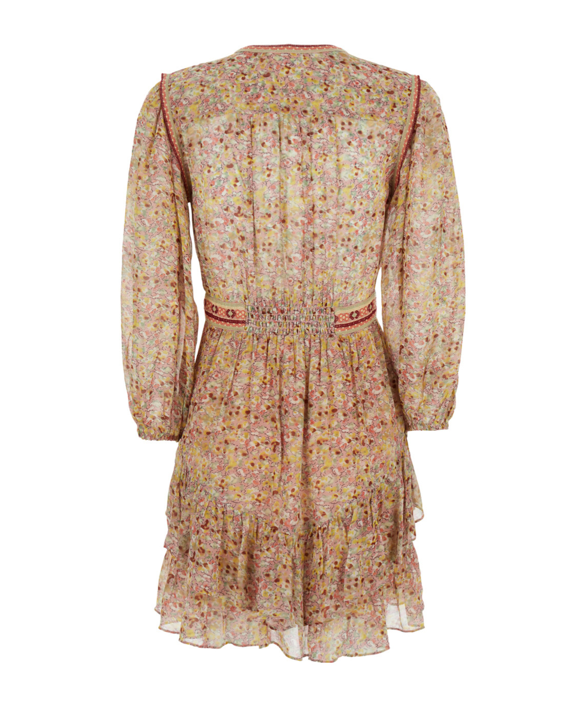 BASH RESS WITH V-NECK AND APPLIED EMBROIDERIES