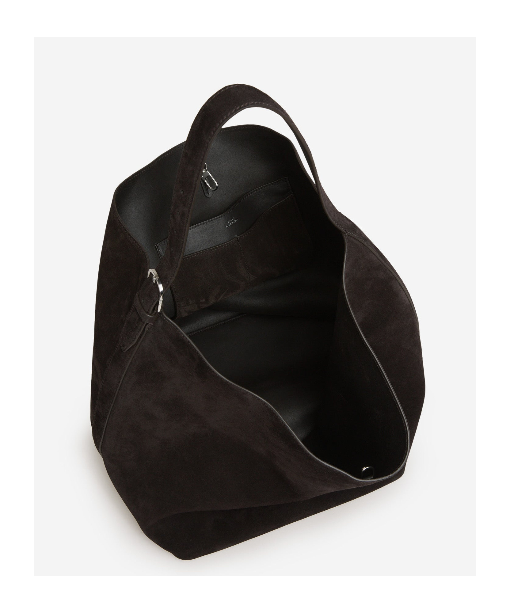 Totême Open-top Suede Tote Bag In Black