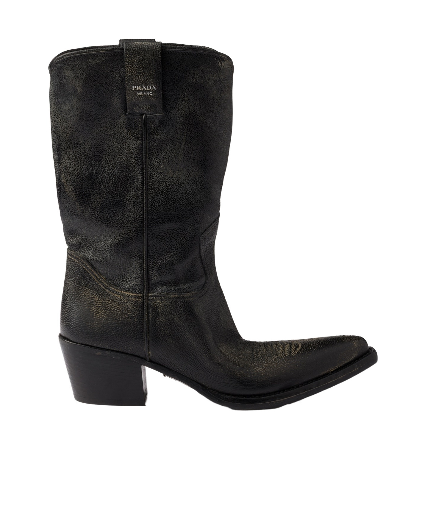 Prada Pointed Toe Boots In Black