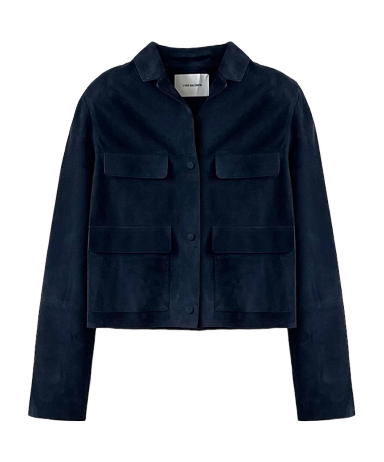 Yves Salomon Double-sided Velvet Lambskin Short Leather Jacket In Black