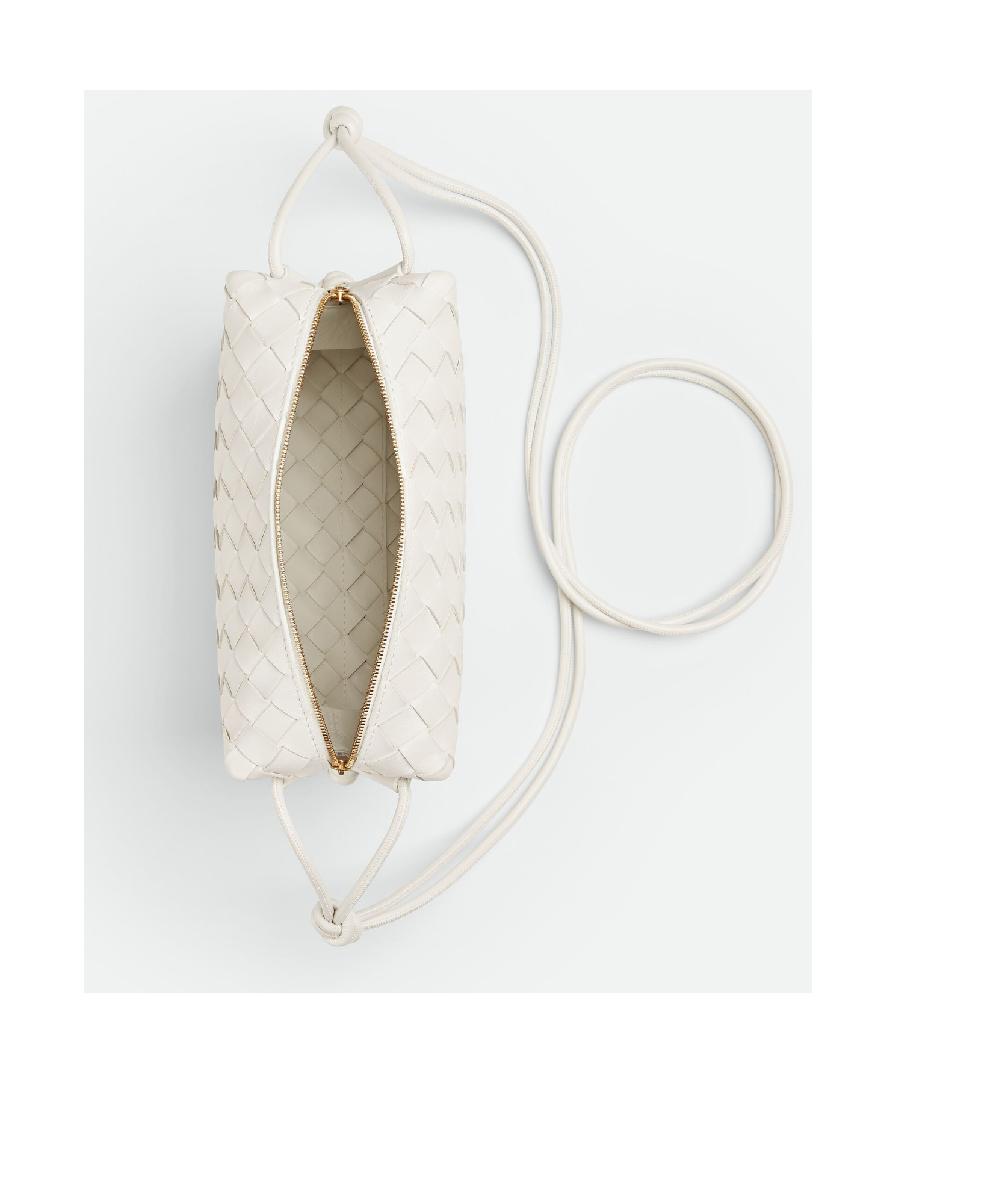 Bottega Veneta Loop Small Intrecciato Napa Shoulder Bag In White