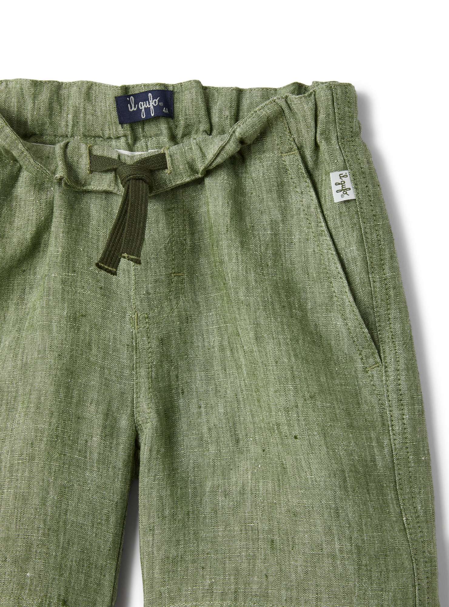 Il Gufo Sage Green Linen Bermuda Shorts In Green