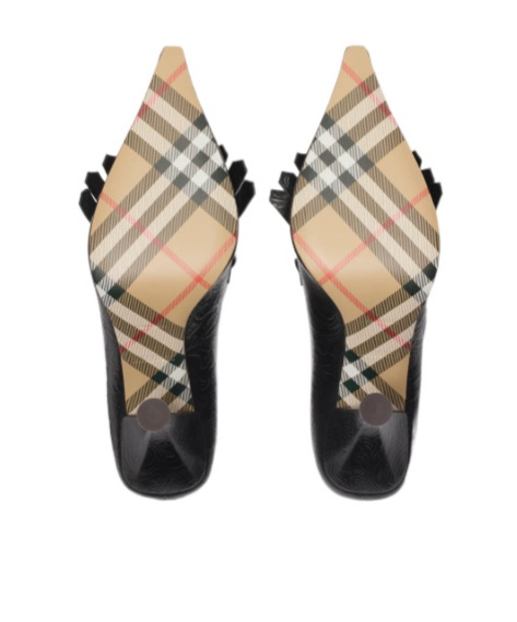 Burberry Embossed Cameo Fringe Pumps In Black