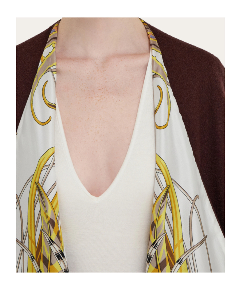 Ferragamo Brown Cape With Fringed Hem In Wool And Cashmere Woman In Brown