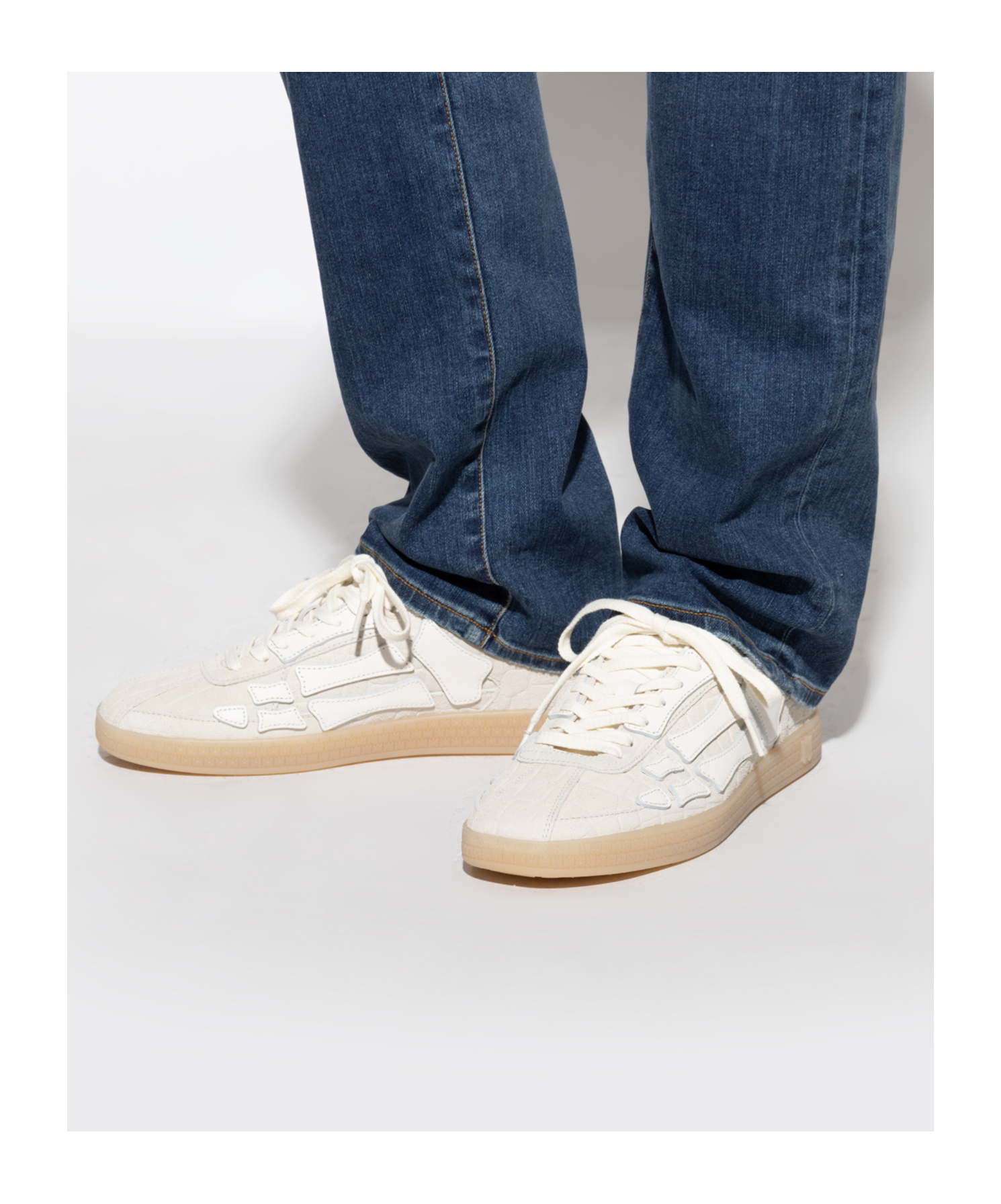 Amiri Croc Debossed Pacific Bones Sneakers In White