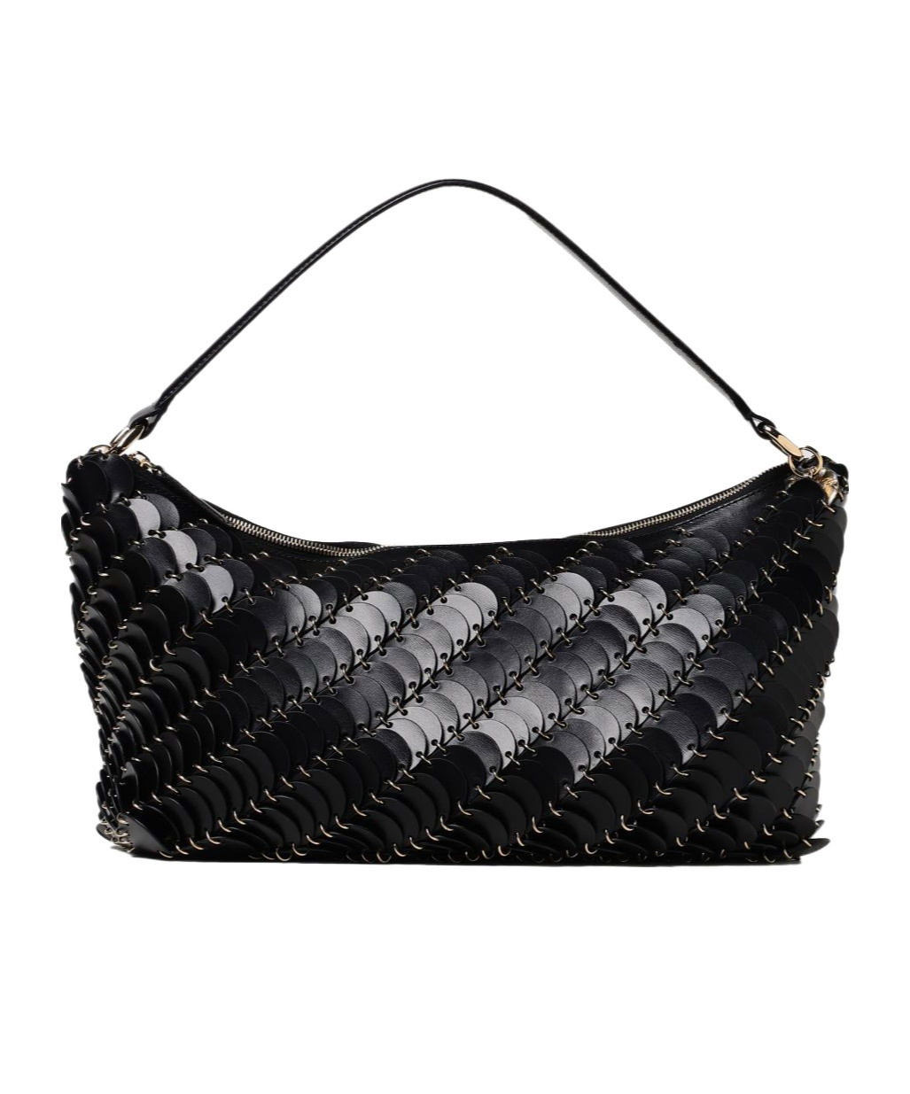 Rabanne Zippered Shoulder Bag In Black