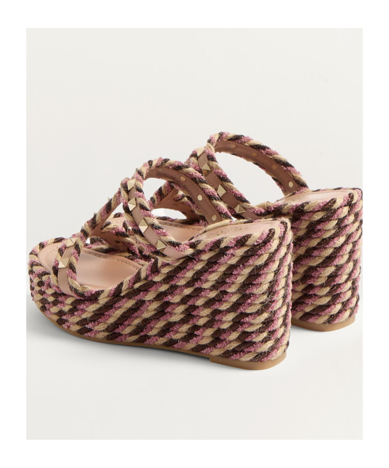 Valentino Garavani Rockstud Wedge In Calfskin 90mm Woman Rose Cannelle 41 In Multicolor