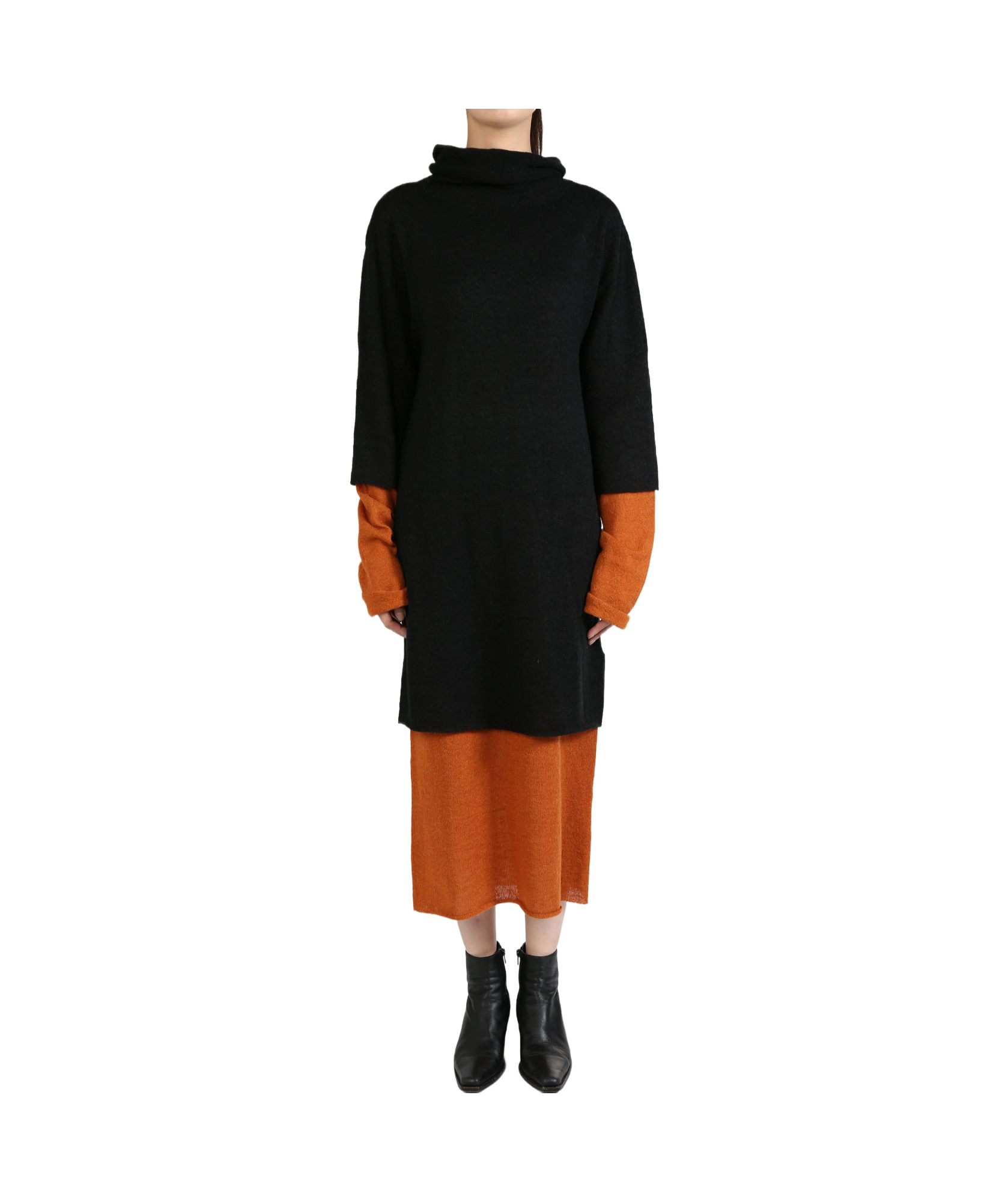 Shop Issey Miyake Layered Midi Dress In Black