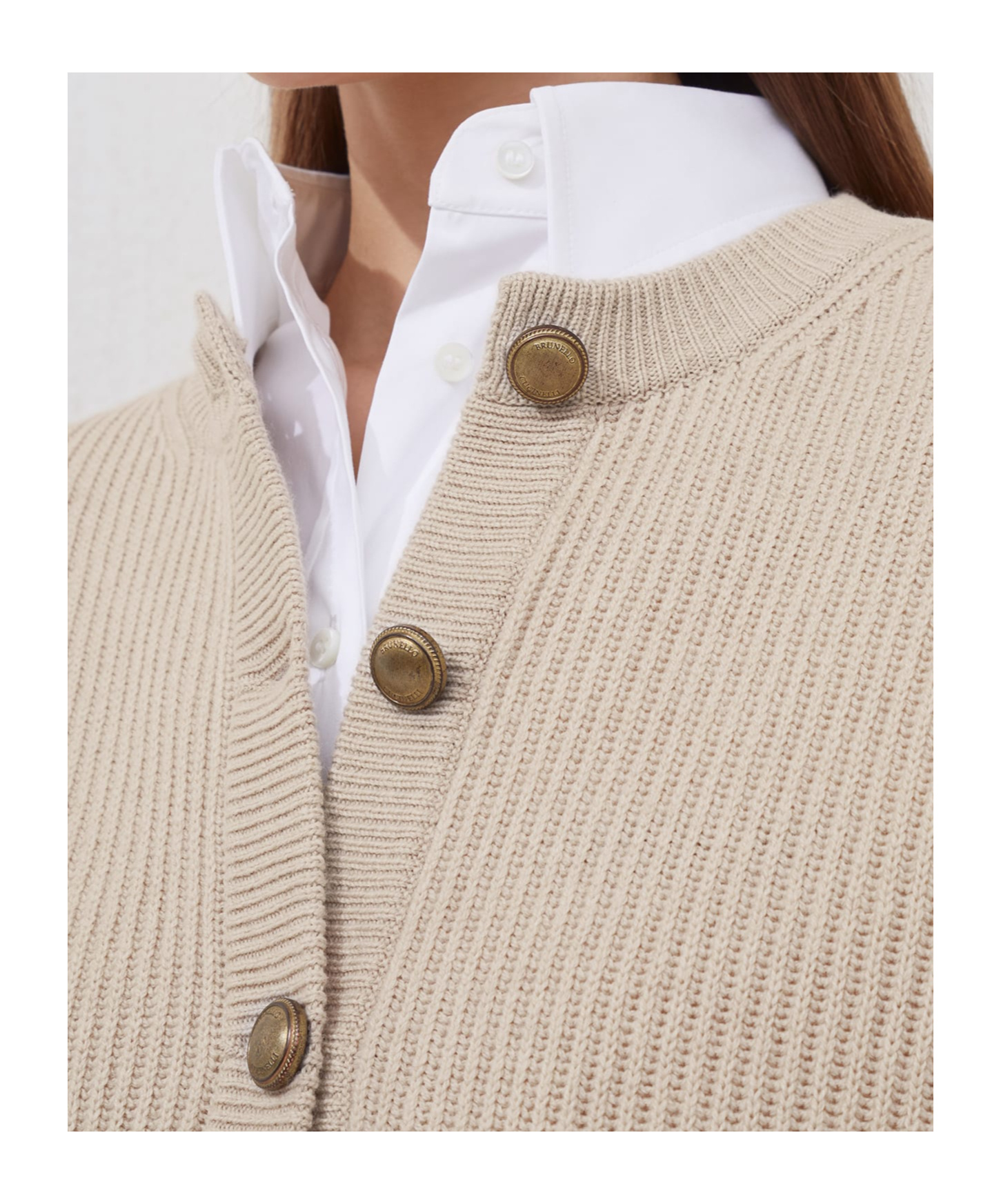 Brunello Cucinelli English Ribbed-knit Button-up Cardigan In Nude