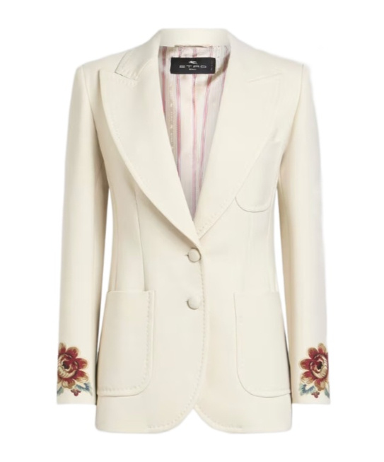 Etro Cool Wool Jacket With Embroidery In Brown