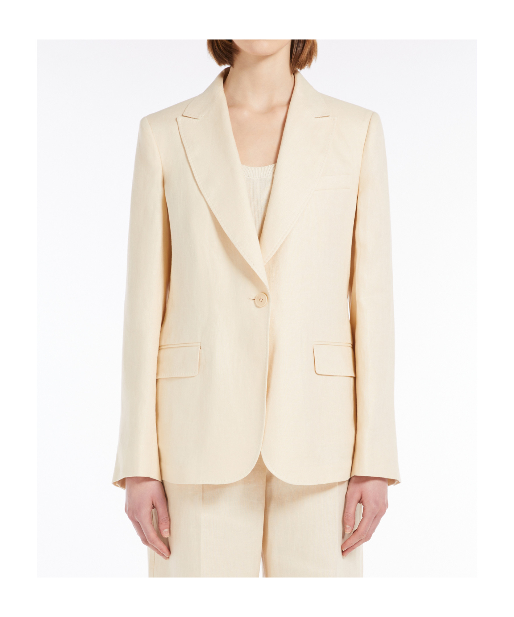 Weekend Max Mara Natural Stretch Wool Blazer In Ivory