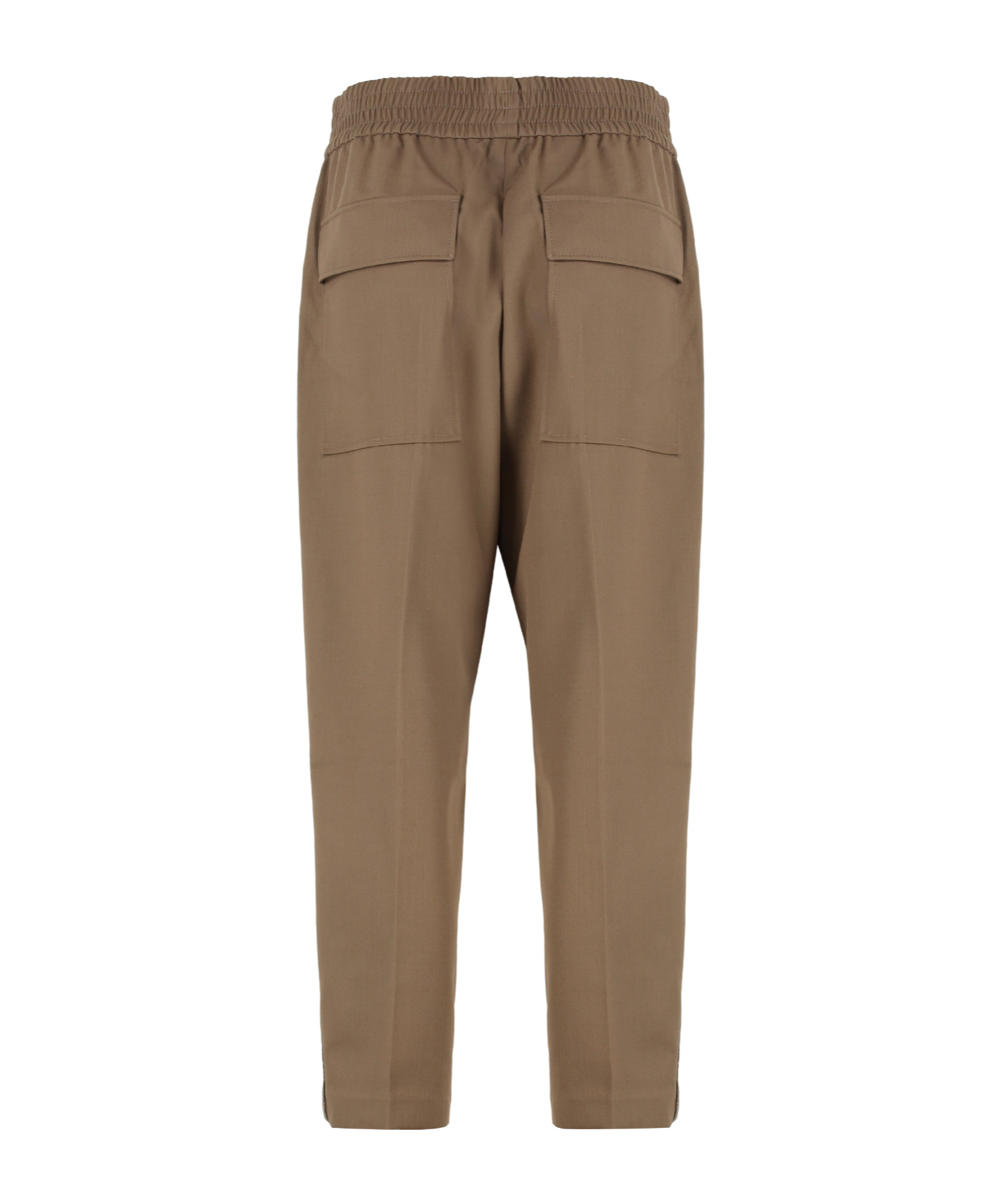 Brunello Cucinelli Brown Linen Blend Trousers With Elastic Waistband