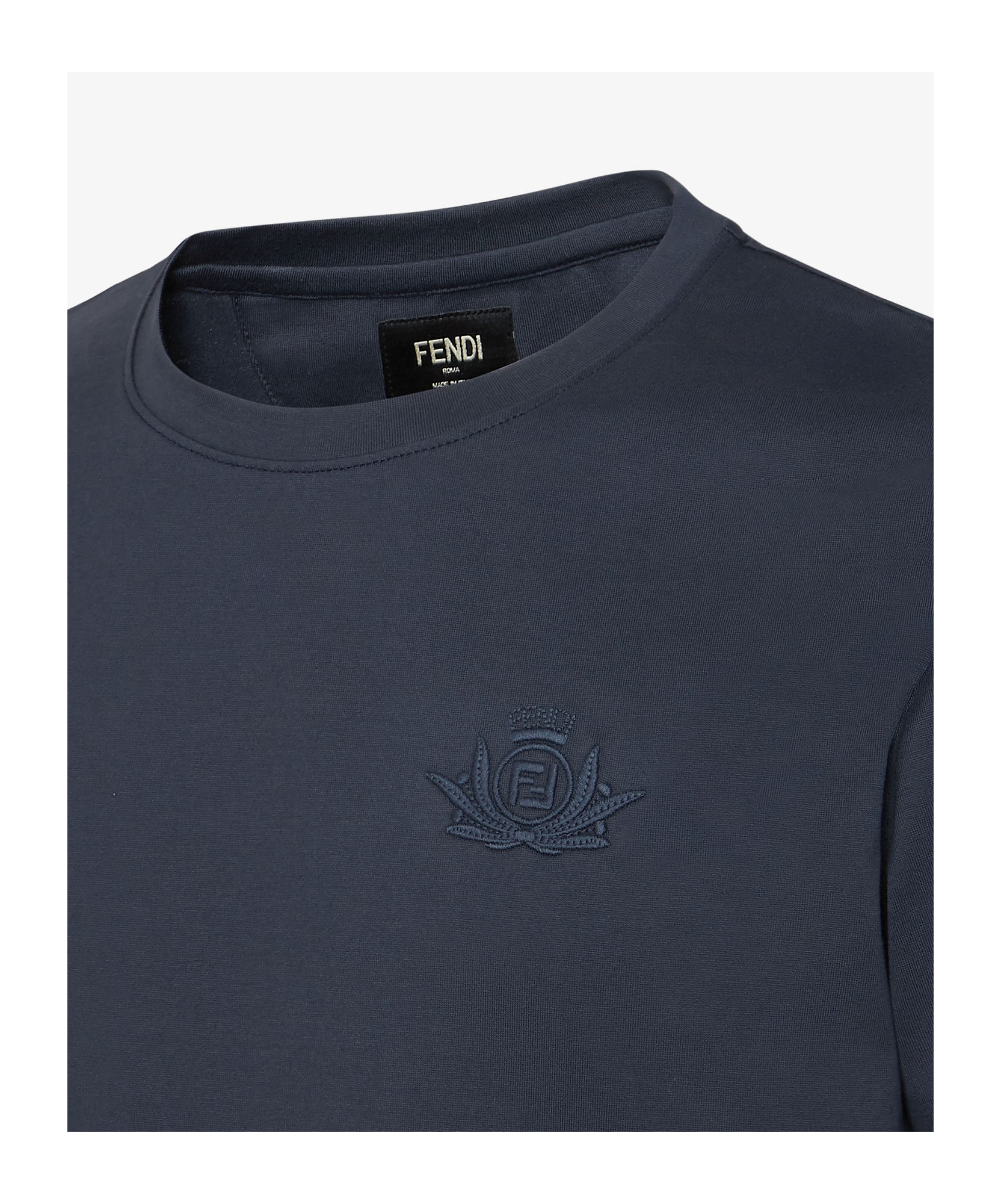 Fendi Short-sleeved Round Collar T-shirt In Blue