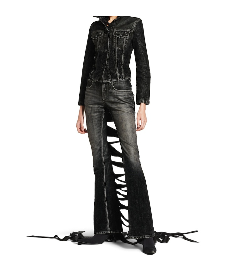 Balenciaga Denim Jacket With Laces In Black