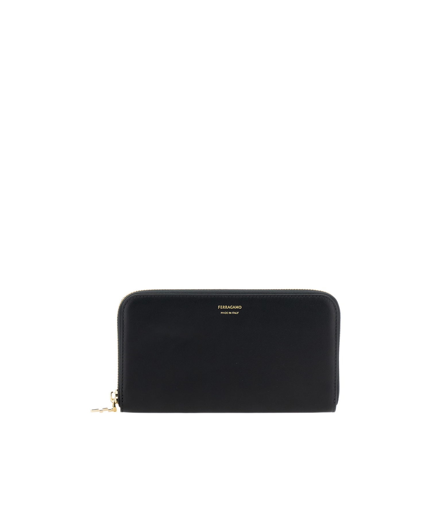 Ferragamo Hot Stamp Leather Continental Wallet In Black