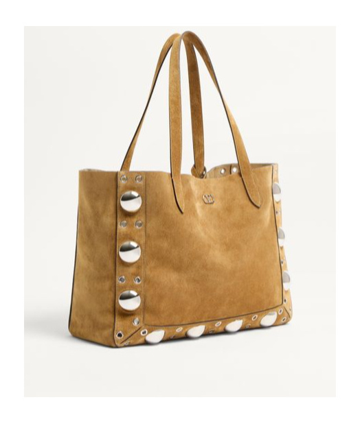 Valentino Garavani Garavani Nellcôte Suede Shopping Bag Woman Havana Beige Uni In Brown
