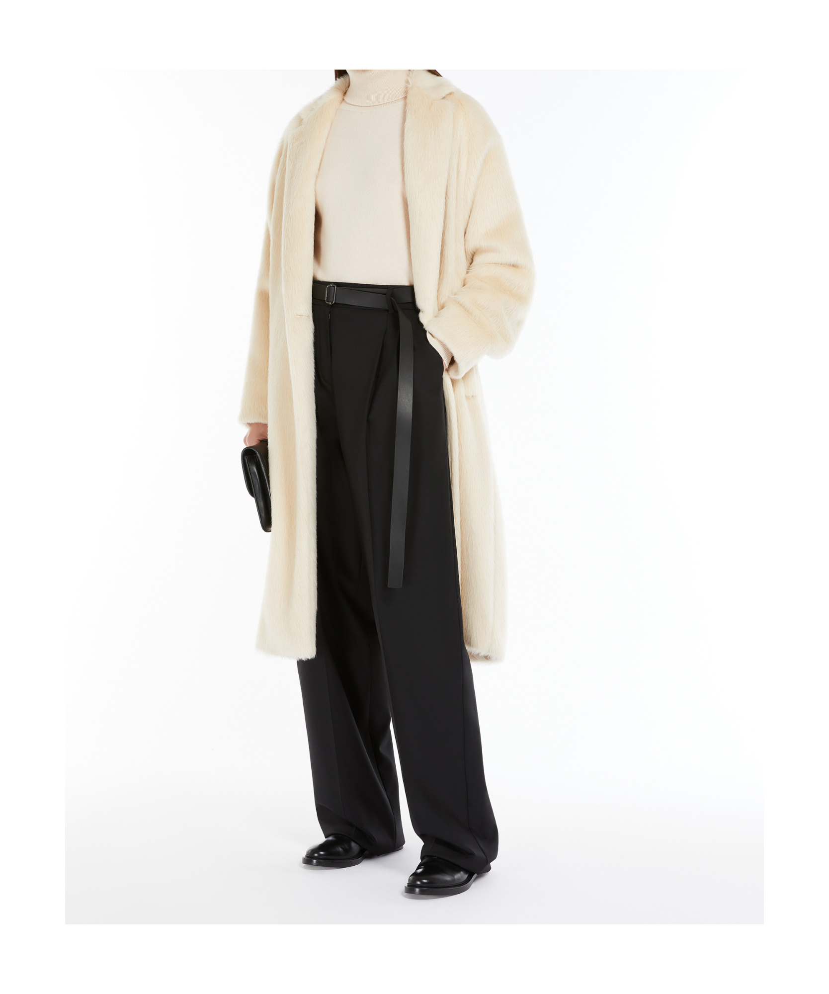 Max Mara Lightweight Cashmere Turtleneck High Collar In White