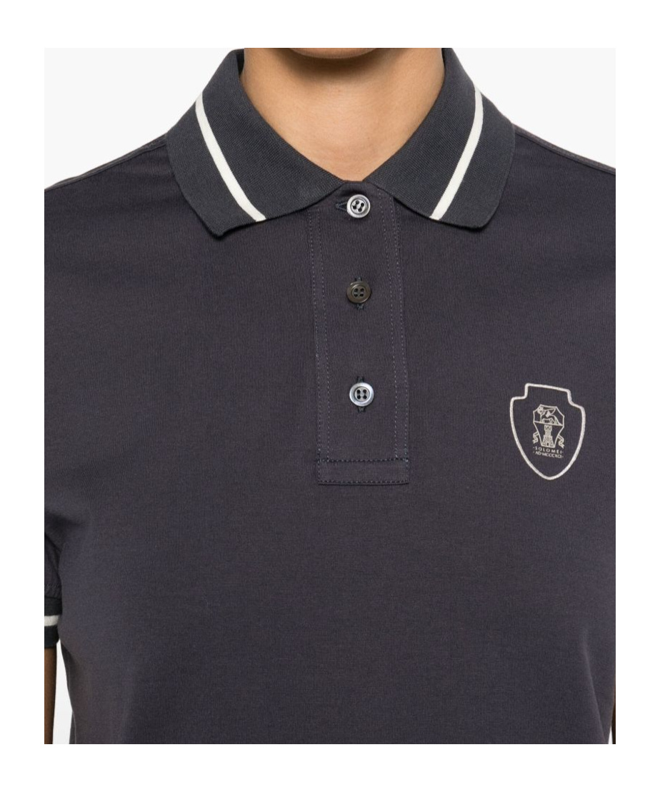 Brunello Cucinelli Polo Shirt With Lapel Short Sleeve In Black