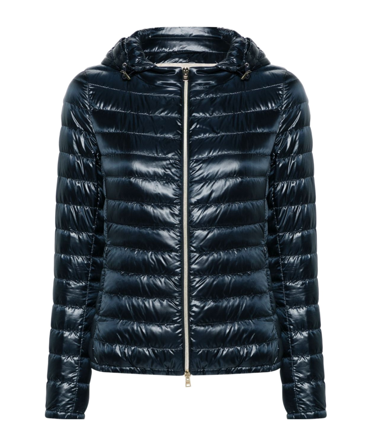 Herno Short Quilted Down Jacket With Detachable Hood In Blue