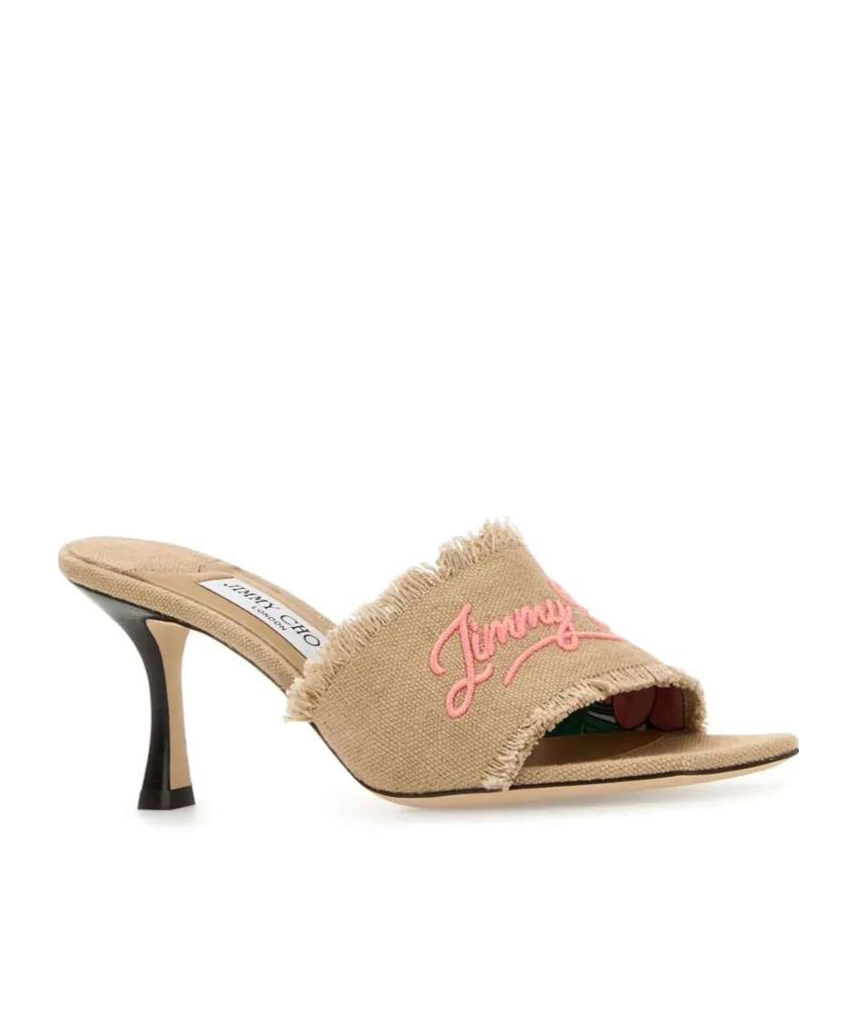 Jimmy Choo Sabot Alexia 70 In Tessuto Beige Donna In Nude