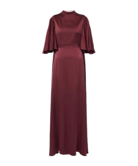 Roksanda Kalydria Caped Silk Gown In Burgundy