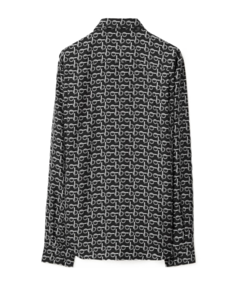 Burberry Long Sleeve Shirt With All-over Monogram Print In Black