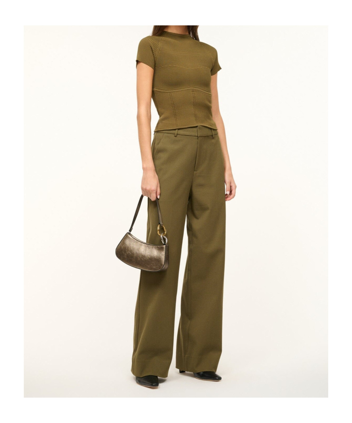 Shop Staud Belt-loop Casual Pants In Green