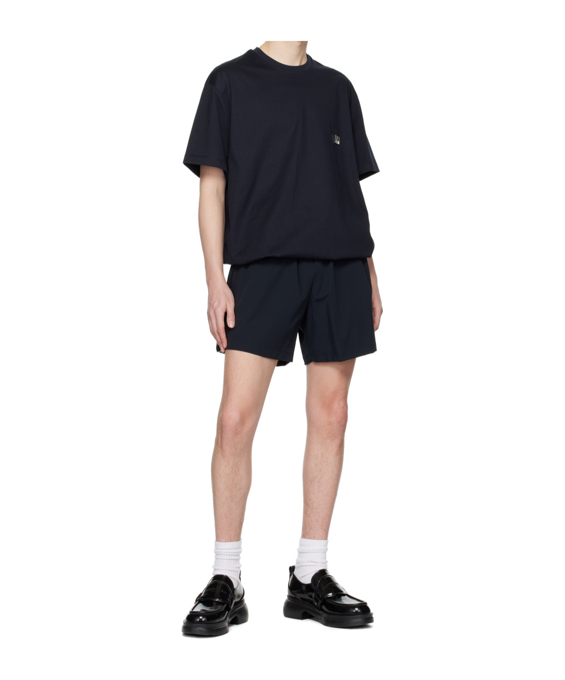 Wooyoungmi Navy Drawstring Shorts In Black