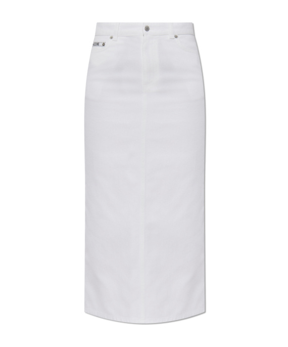 Moschino Denim Midi Skirt In White
