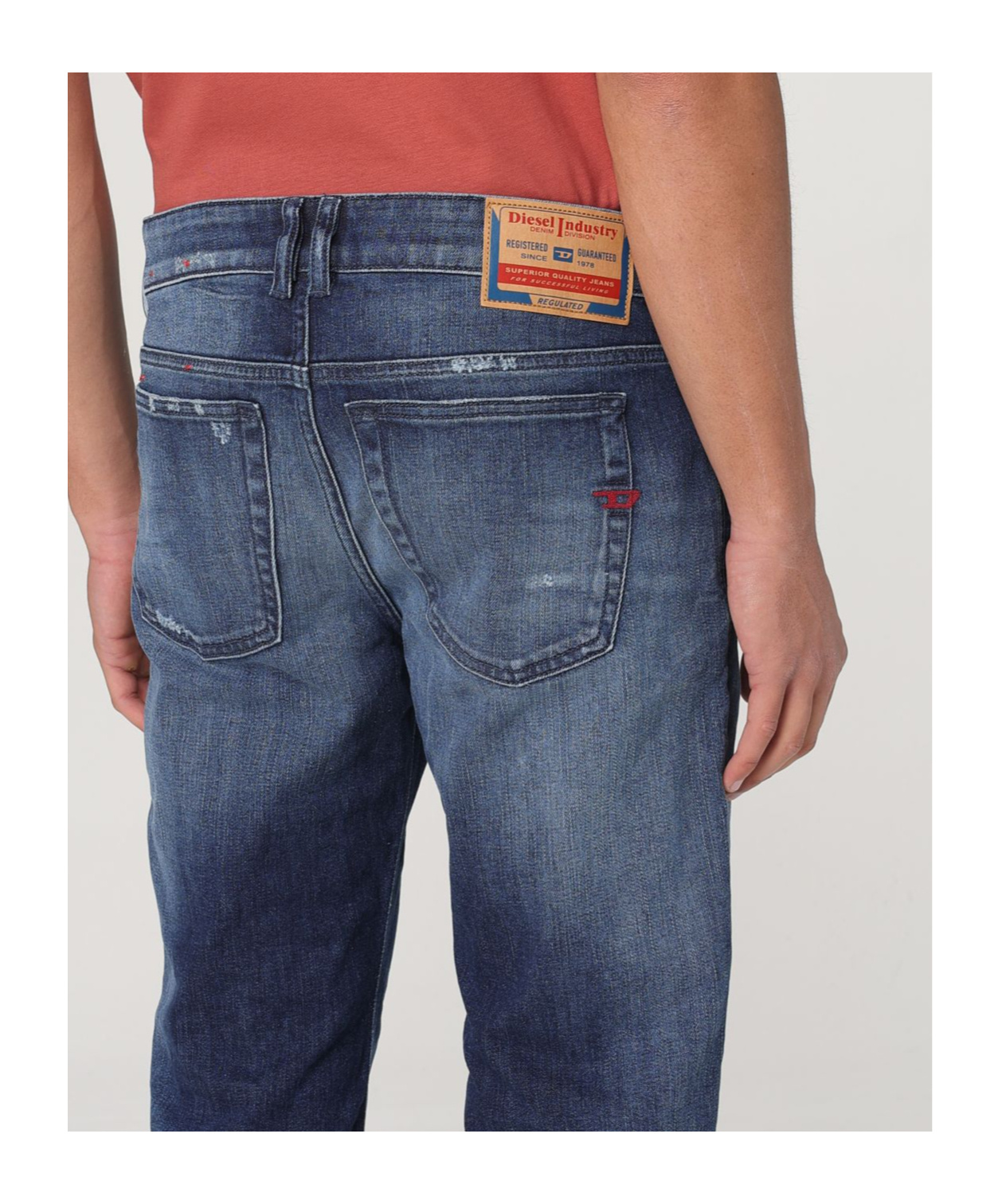 Diesel Denim Trousers With Belt Loops In Red