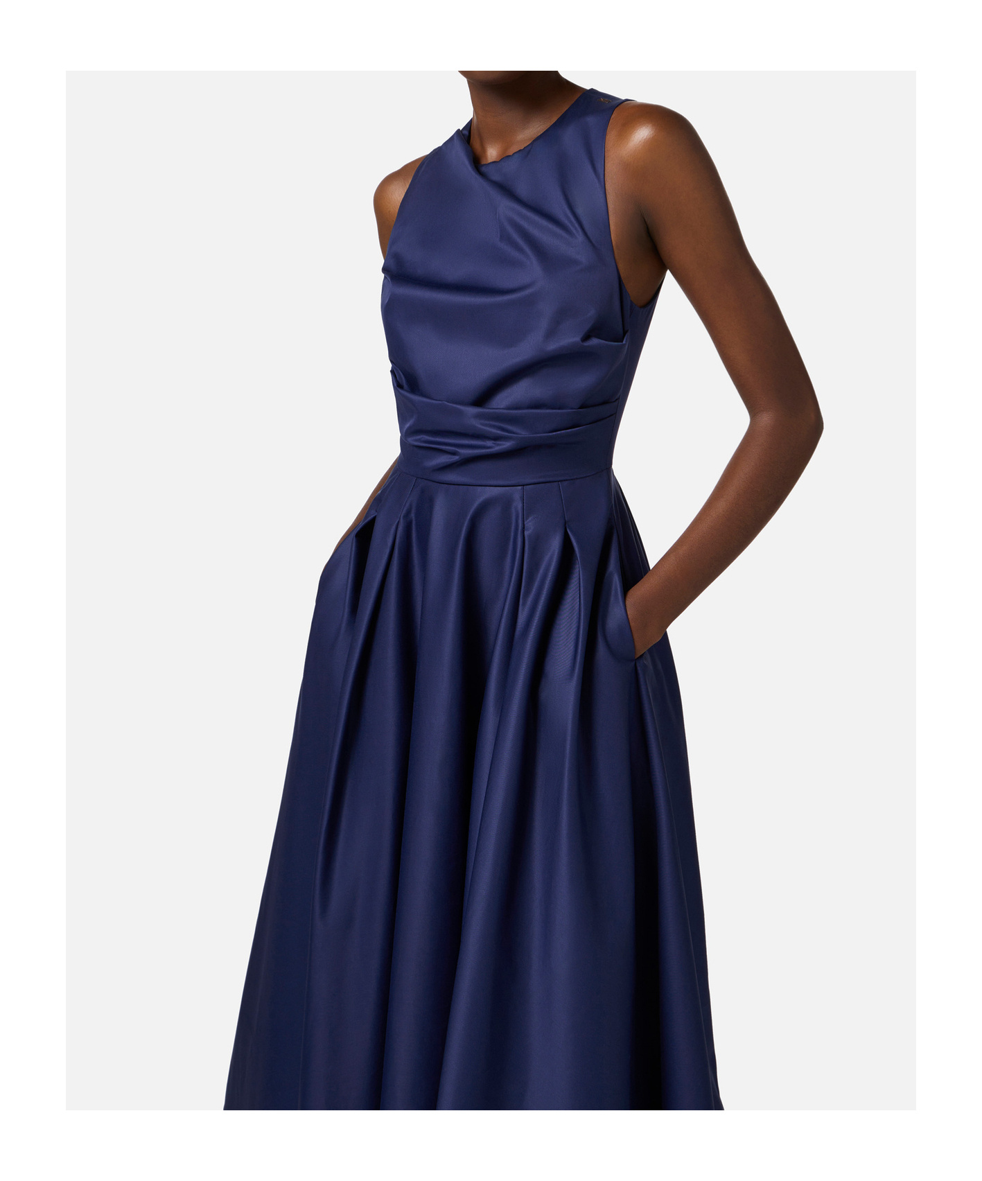 Shop Elisabetta Franchi Draped-bodice Dress In Blue