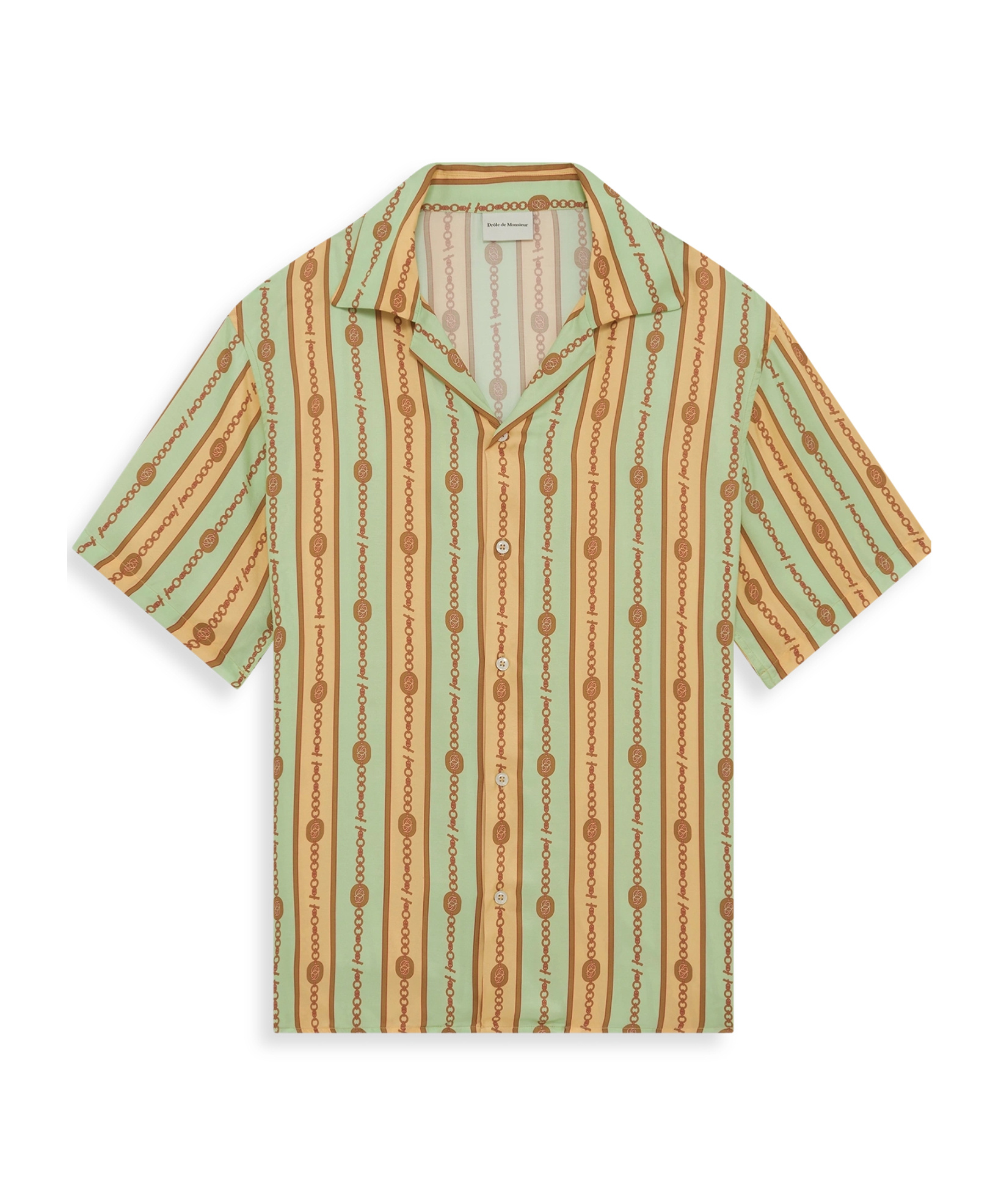 Drôle De Monsieur 'la Chemise Bijoux' Multicolor Bowling Shirt With Cuban Collar And All-over Striped Motif In Multi