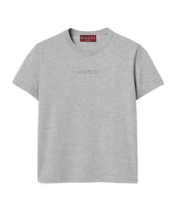 Gucci Cotton Jersey Embossed T-shirt In Gray