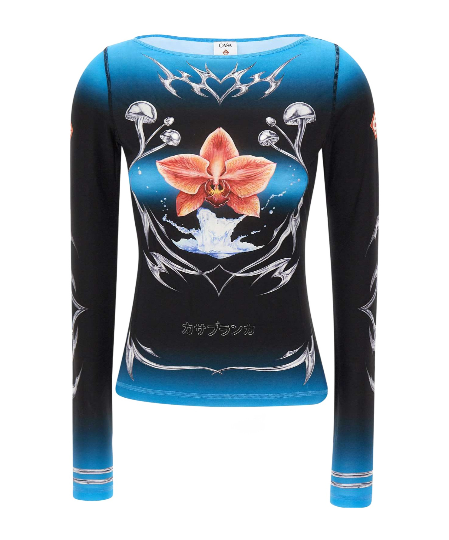 Casablanca Gradient Long-sleeve Top With Orchid Graphic In Blue