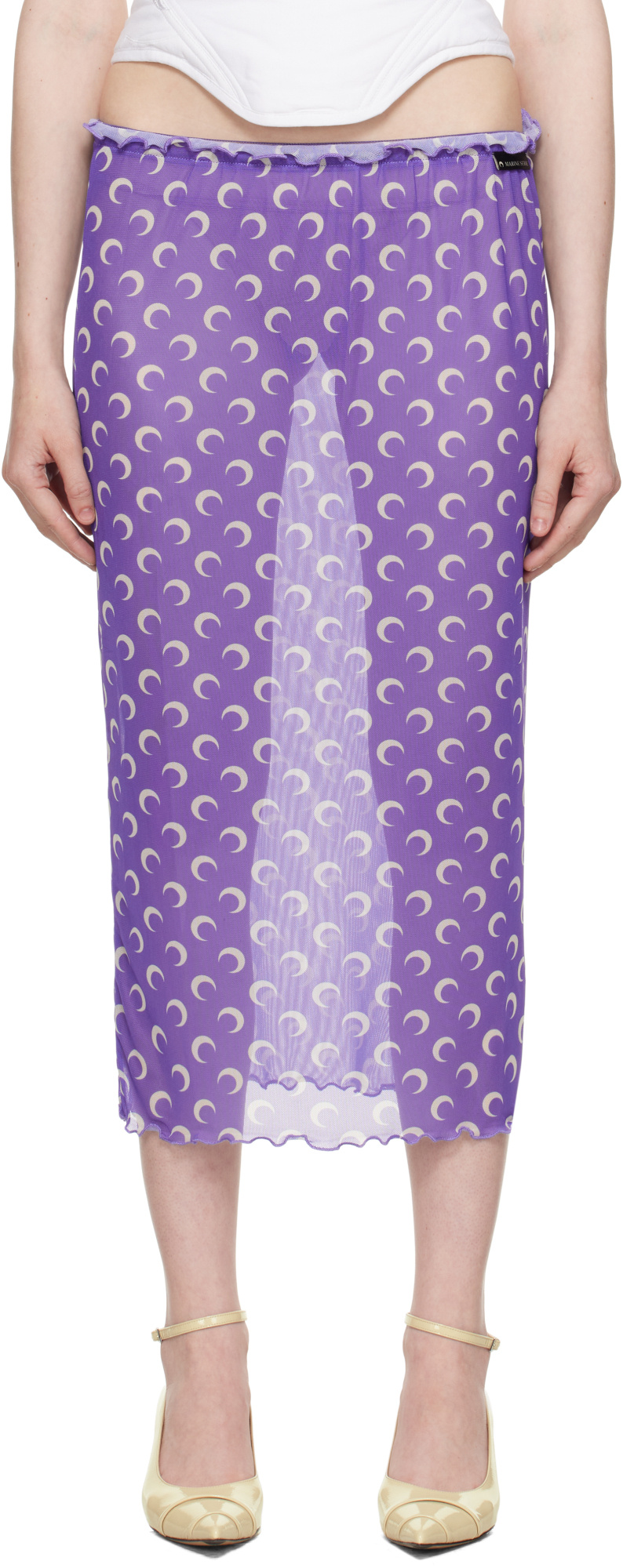 Marine Serre Purple Recycled Moon Mesh Midi Skirt
