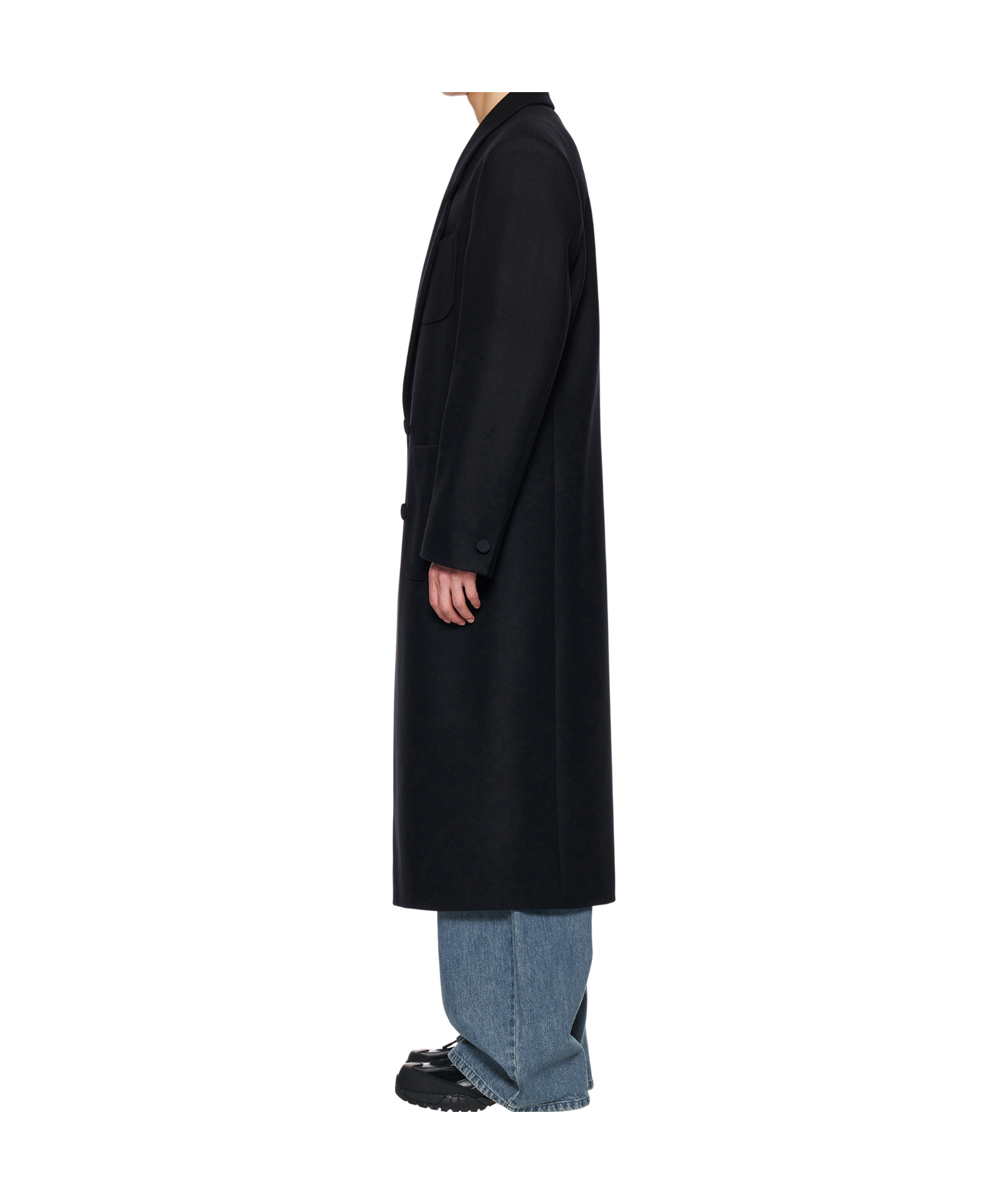 Wooyoungmi Double-breasted Wool Cashmere Coat In Black