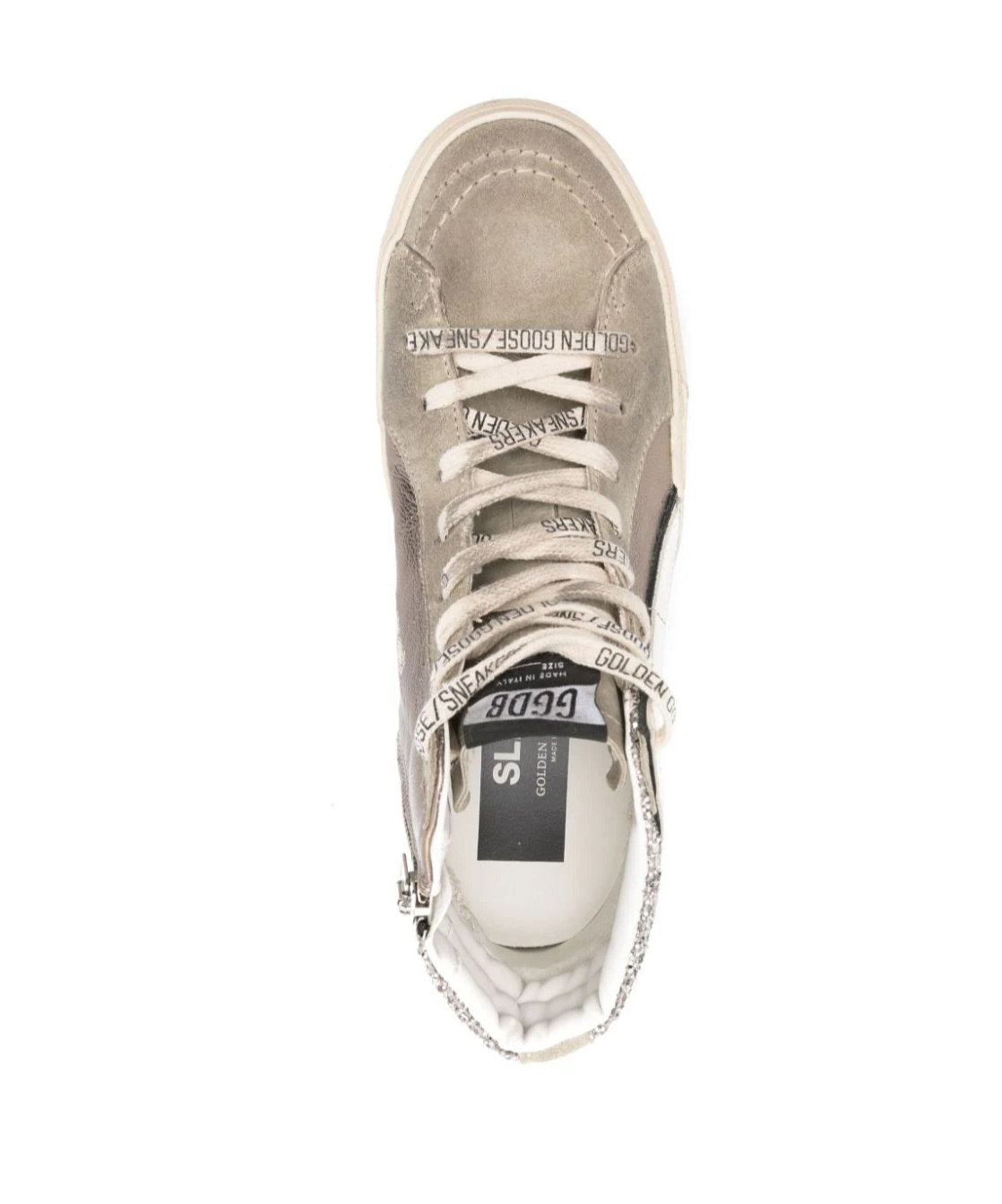 Golden Goose Distressed Calf Leather Panelled Sneakers In Nude