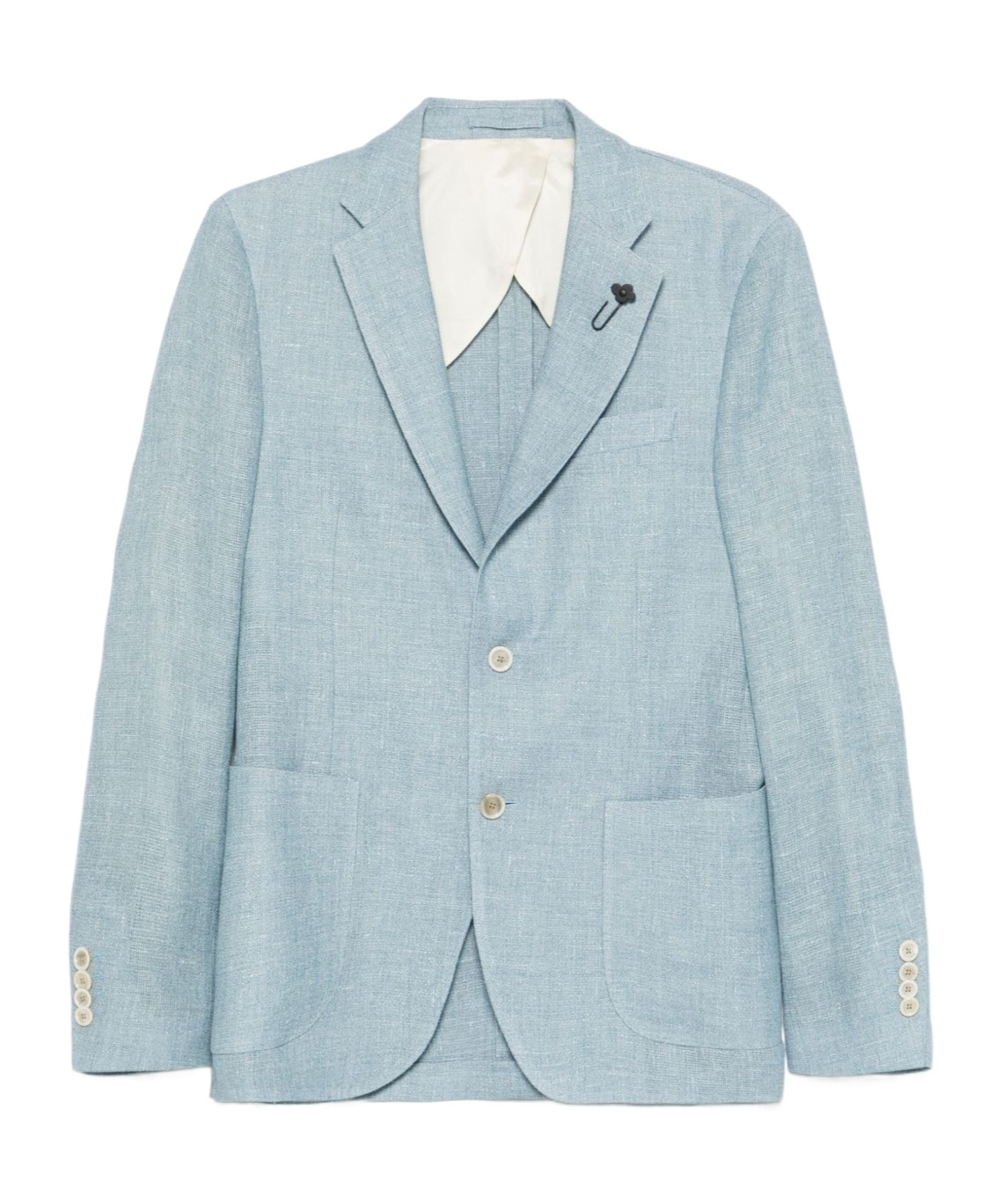 Lardini Single-breasted Jacket In Light Blue Linen And Wool In Blue