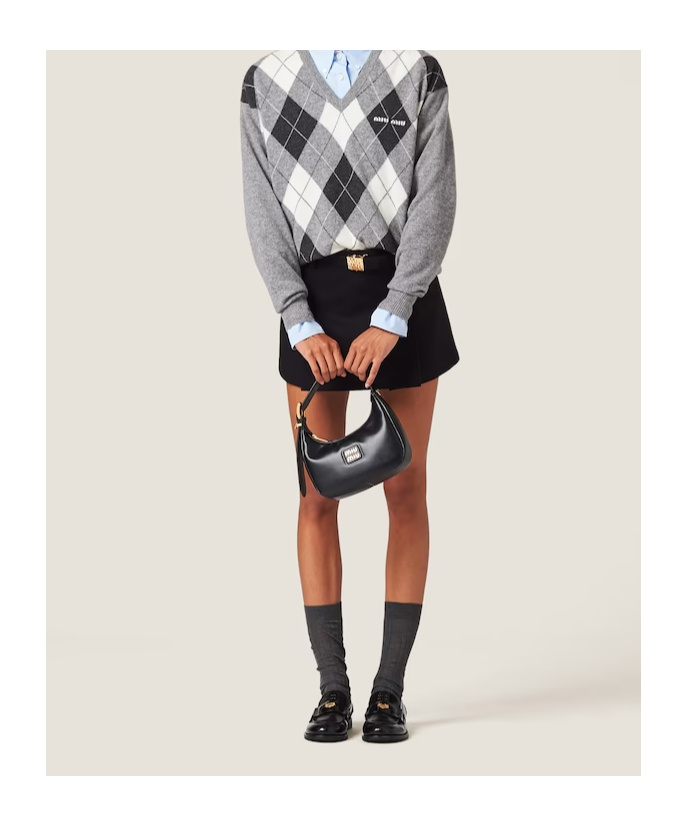 Miu Miu Grain De Poudre Miniskirt In Black