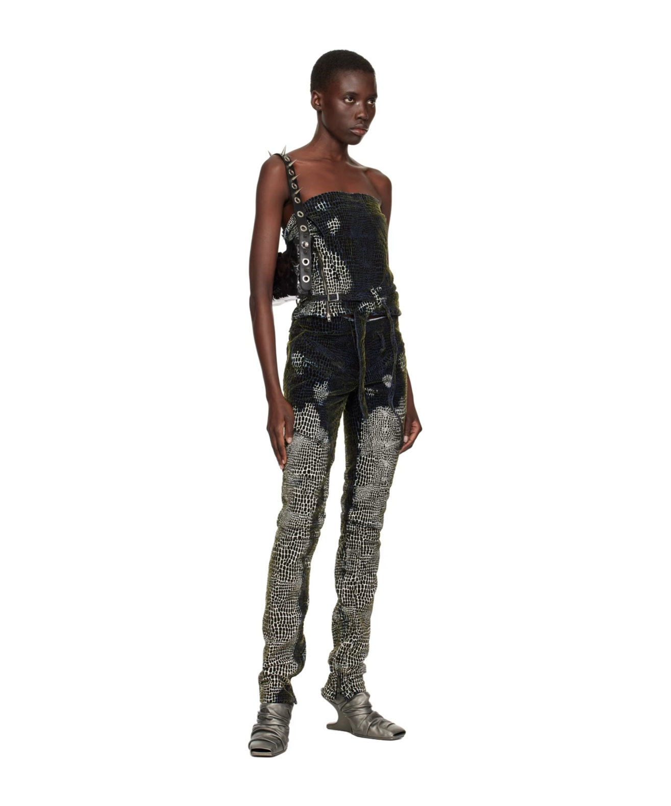Ottolinger Pattern Denim Vest In Black