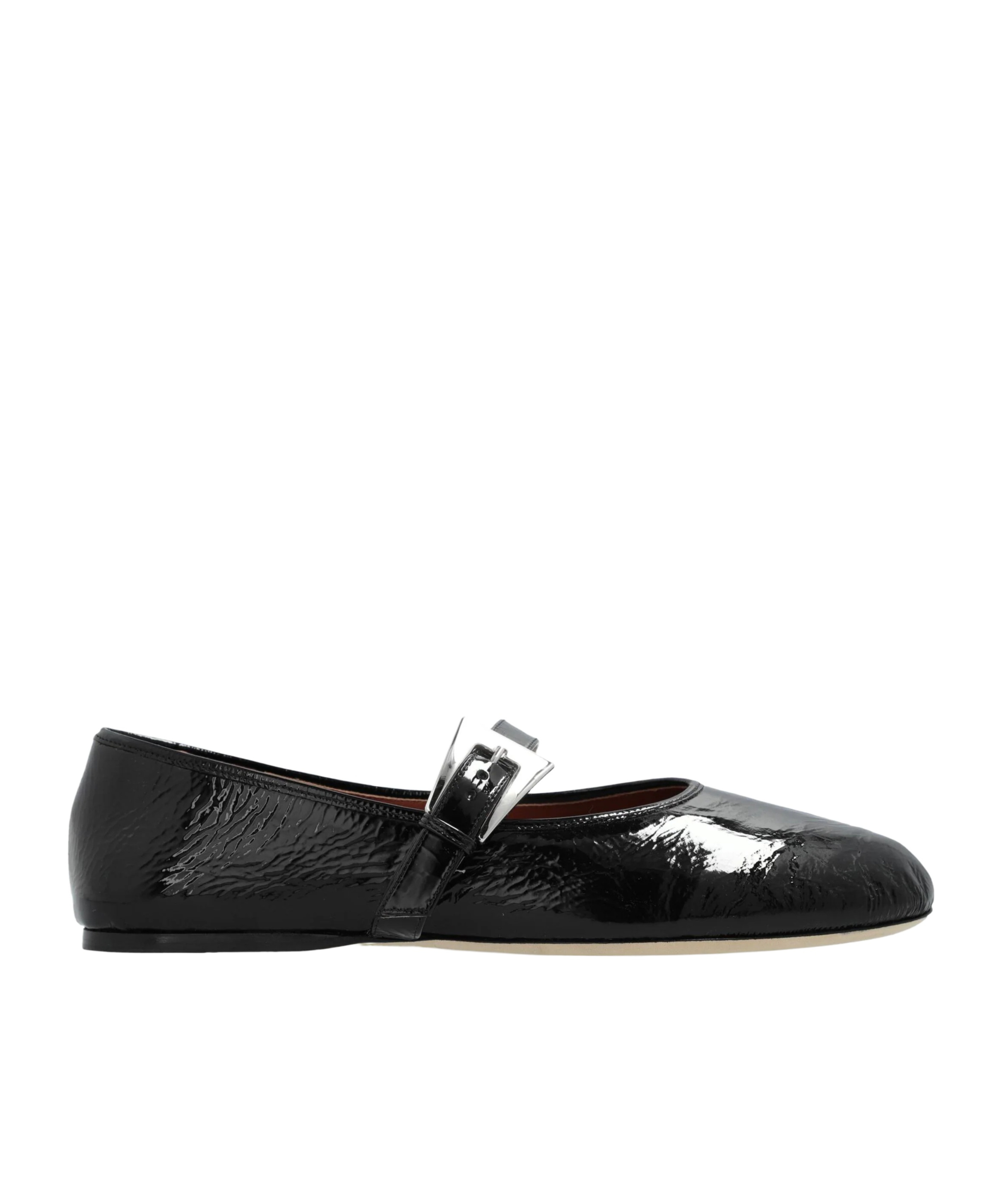 Paris Texas Sveva Patent Buckle Ballet Flat Shoes In Black
