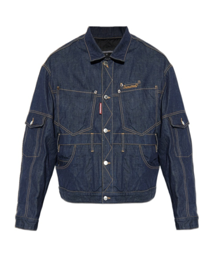 Dsquared2 Multi-pocket Panelled Denim Jacket In Blue