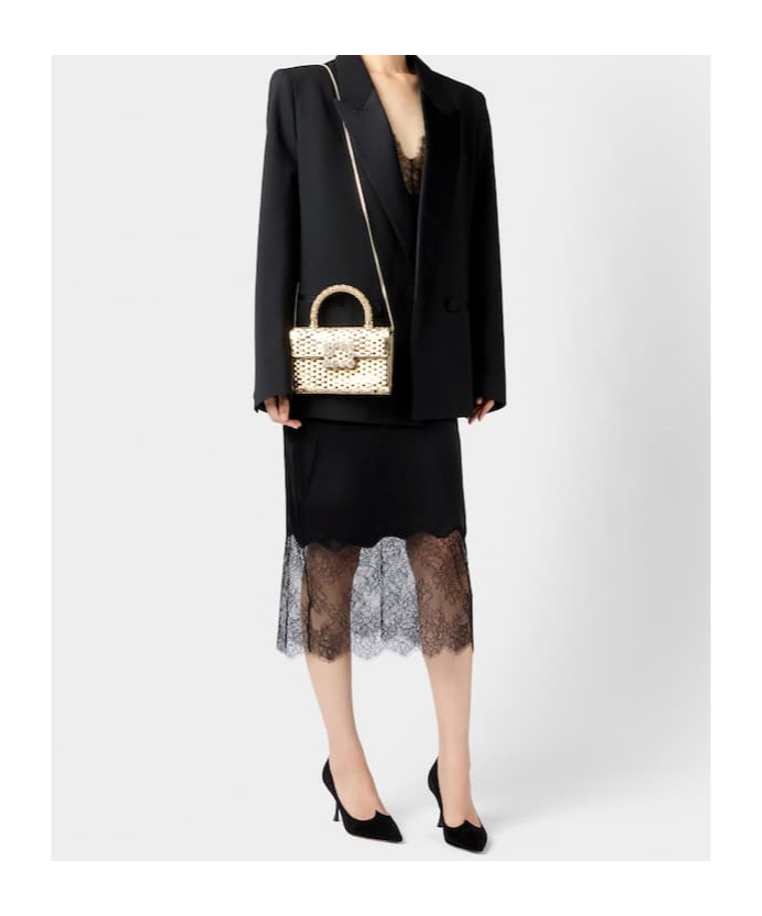 Roger Vivier Jewel Efflorescence Mini Shoulder Bag In Golden
