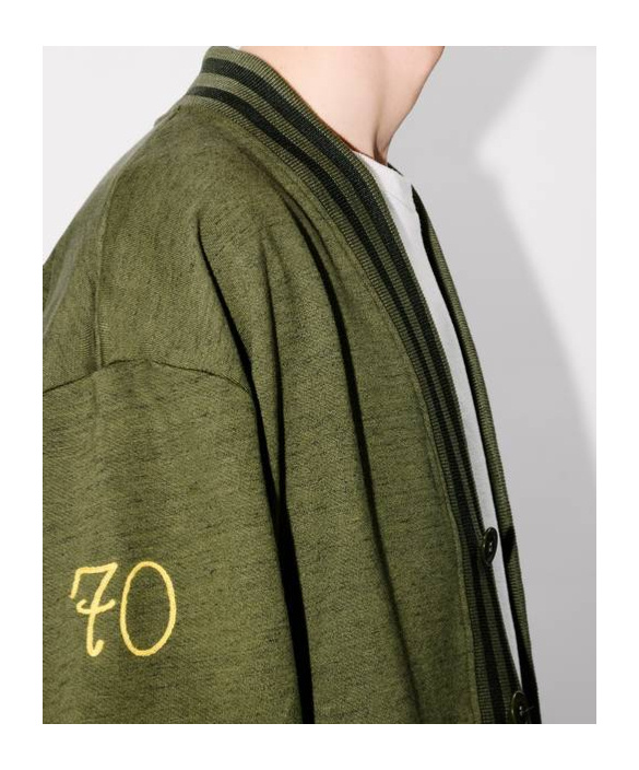 Kenzo ' Paris Chainstitch' Embroidered Cardigan In Cotton In Green