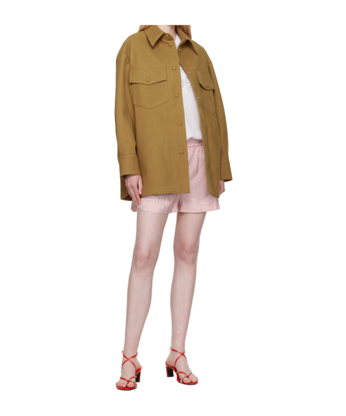 Stella Mccartney Alter Faux-suede Overshirt In Brown